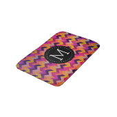 Modern Colorful Chevron Black Monogram Badmat (Gekanteld)