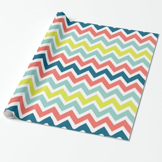 Modern Colorful Chevron Geometric Pattern Cadeaupapier (Uitgerold)