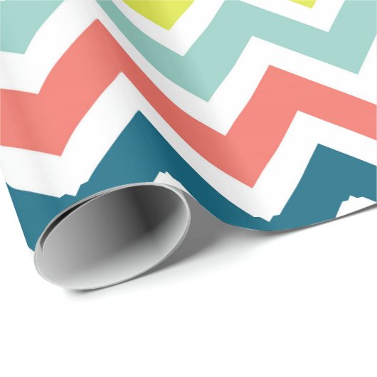 Modern Colorful Chevron Geometric Pattern Cadeaupapier (Rol Hoek)