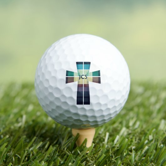 Modern Colorful Cross Monogrammed Golf Balls Golfballen (Insitu Shirt)