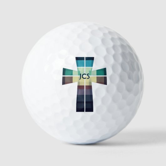Modern Colorful Cross Monogrammed Golf Balls Golfballen (Voorkant)