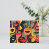 Modern Colorful Cubism Abstract Faces Postcard Briefkaart (Staand voorkant)