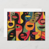 Modern Colorful Cubism Abstract Faces Postcard Briefkaart (Voorkant / Achterkant)