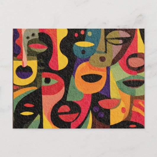 Modern Colorful Cubism Abstract Faces Postcard Briefkaart (Voorkant)