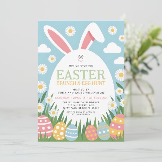 Modern Colorful Easter Brunch & Egg Hunt Kaart (Staand voorkant)