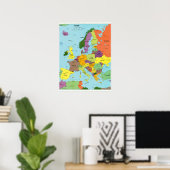 Modern Colorful Europe Map Poster (Thuiskantoor)