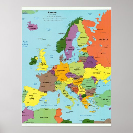 Modern Colorful Europe Map Poster (Voorkant)