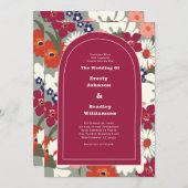 Modern Colorful Floral Boho Chic Retro Wedding Kaart (Voorkant / Achterkant)