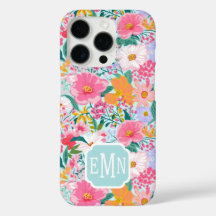 Modern Colorful Floral Garden Monogrammed