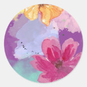 Modern Colorful Floral Wedding  Ronde Sticker (Voorkant)