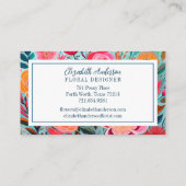 Modern Colorful Flowers Pink Teal Visitekaartje (Achterkant)