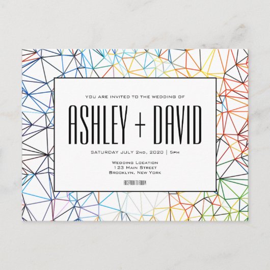 Modern Colorful Geometric Wedding Briefkaart (Voorkant)
