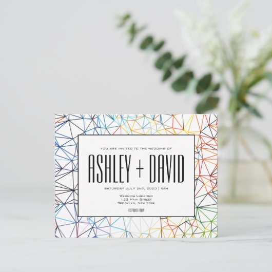Modern Colorful Geometric Wedding Briefkaart (Staand voorkant)