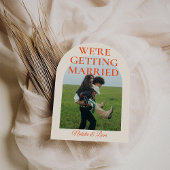 Modern Colorful Hand Drawn Retro Arched Wedding Kaart