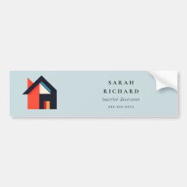Modern Colorful House Logo Realtor Blue Red Orange Bumpersticker