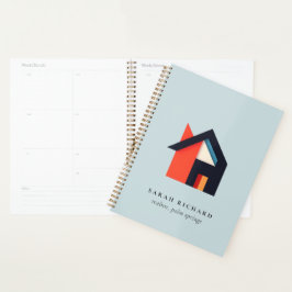 Modern Colorful House Logo Realtor Blue Red Orange Planner