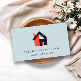 Modern Colorful House Logo Realtor Blue Red Orange Visitekaartje