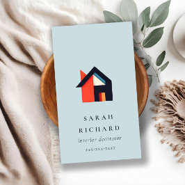 Modern Colorful House Logo Realtor Blue Red Orange Visitekaartje