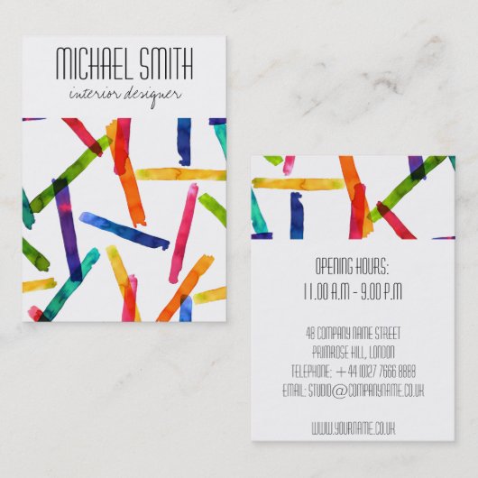 Modern Colorful Interior Designer Visitekaartje (Voorkant / Achterkant)