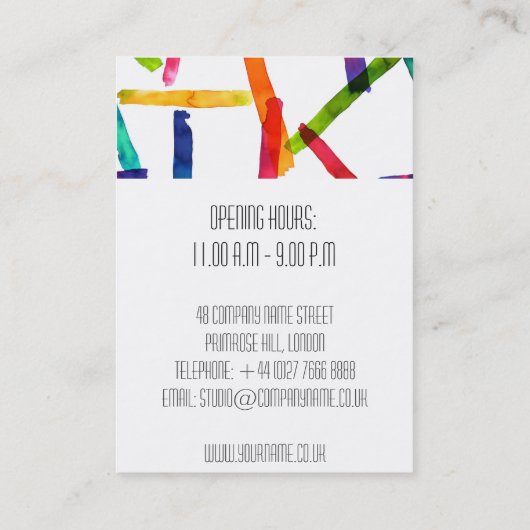 Modern Colorful Interior Designer Visitekaartje (Achterkant)