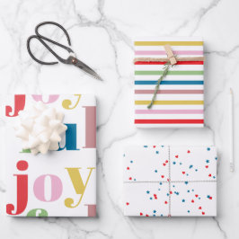 Modern Colorful Joyful Stripe Pattern Cute Holiday Inpakpapier Vel