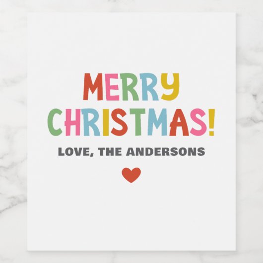 Modern Colorful Merry Christmas Wijn Etiket (Enkel label)