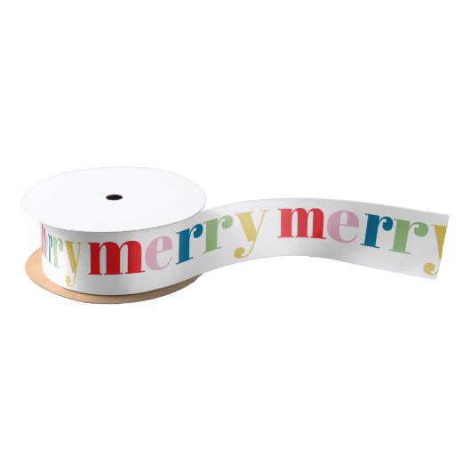 Modern Colorful Merry Cute Holiday Satijnen Lint (Spoel)