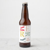 Modern Colorful Merry en Bright | PRETTIGE FEESTDA Bier Etiket (Voorkant)