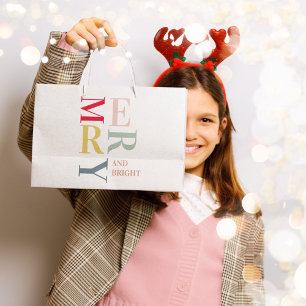 Modern Colorful Merry en Bright PRETTIGE FEESTDA Groot Cadeauzakje