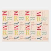 Modern Colorful Merry en Bright | PRETTIGE FEESTDA Inpakpapier Vel (Voorkant 3)