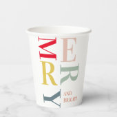 Modern Colorful Merry en Bright | PRETTIGE FEESTDA Papieren Bekers (Achterkant)
