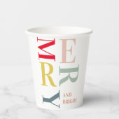 Modern Colorful Merry en Bright | PRETTIGE FEESTDA Papieren Bekers (Voorkant)