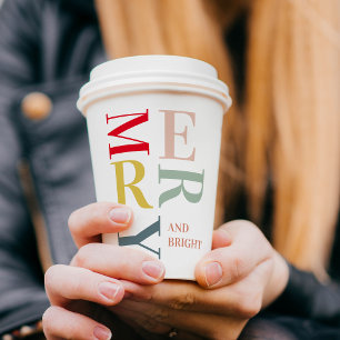 Modern Colorful Merry en Bright   PRETTIGE FEESTDA Papieren Bekers