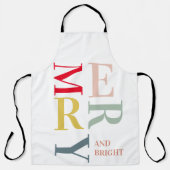 Modern Colorful Merry en Bright | PRETTIGE FEESTDA Schort (Voorkant)