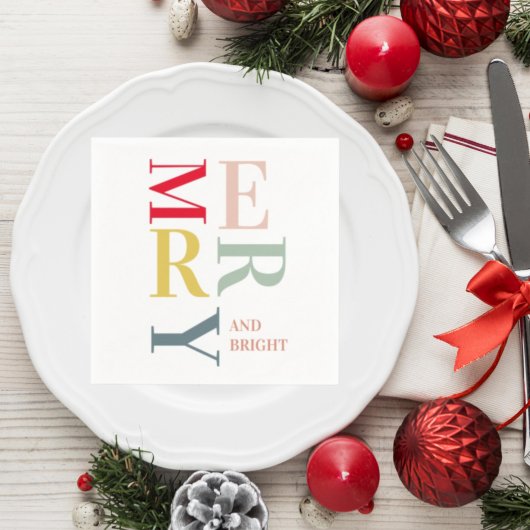 Modern Colorful Merry en Bright | PRETTIGE FEESTDA Servet
