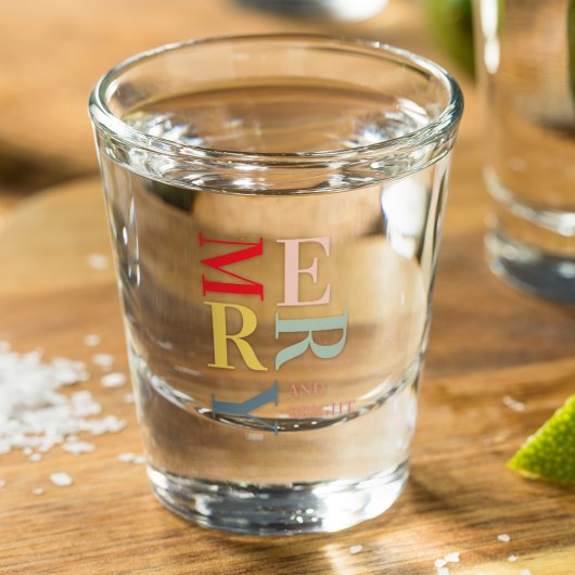 Modern Colorful Merry en Bright | PRETTIGE FEESTDA Shot Glas