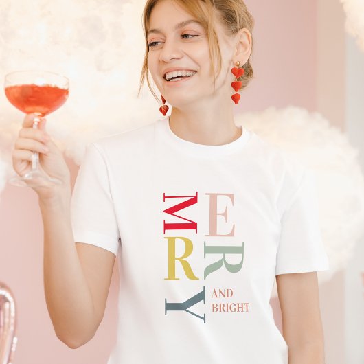 Modern Colorful Merry en Bright | PRETTIGE FEESTDA T-shirt