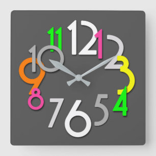 Modern Colorful Neon Wall Clock Vierkante Klok