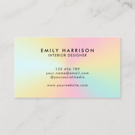 Modern Colorful Pastel Ombre Visitekaartje (Achterkant)