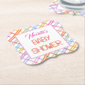 Modern Colorful Plaid Baby Shower Theme Kartonnen Onderzetters (Gekanteld)