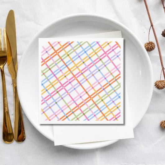 Modern Colorful Plaid Baby Shower Theme Servet