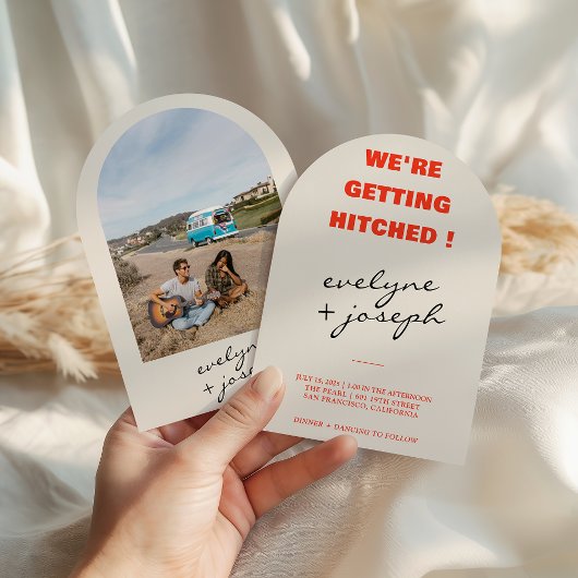 Modern Colorful Retro Fun Funky Arched Wedding Kaart