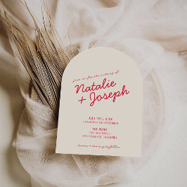 Modern Colorful Retro Fun Whimsical Arch Wedding Kaart