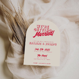 Modern Colorful Retro Funky Unique Arched Wedding Kaart