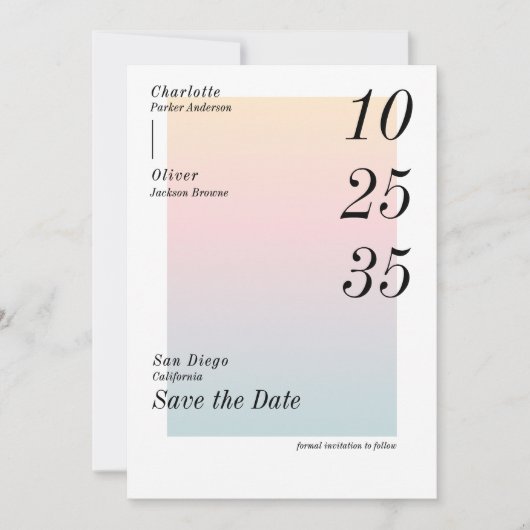 Modern Colorful Save the Date Watercolor Kaart (Voorkant)