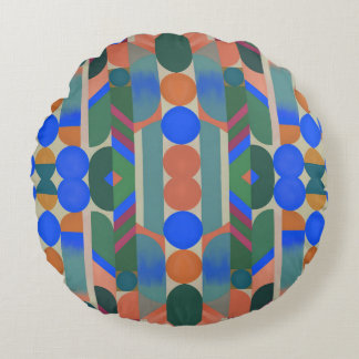 Modern Colorful Shapes Rond Kussen