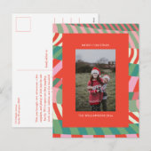 Modern Colorful Unique Red Green Pink Photo Feestdagenkaart (Voorkant / Achterkant)