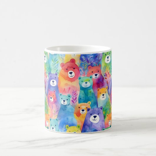 Modern colorful watercolor bears pattern koffiemok (Center)