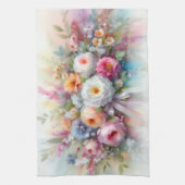 Modern Colorful Watercolor Flowers Trendy Stylish Theedoek (Verticaal)