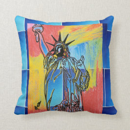 Modern Colorful Waterverf Lady Liberty Abstract Kussen
